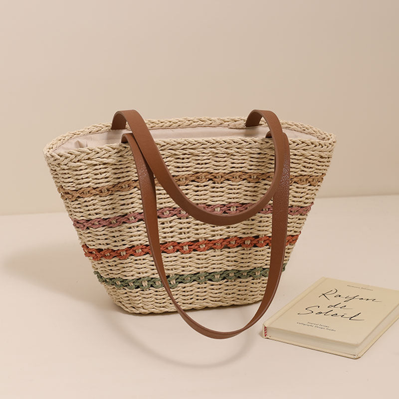 Wholesale Colorful Striped Straw Bag Beach Bag